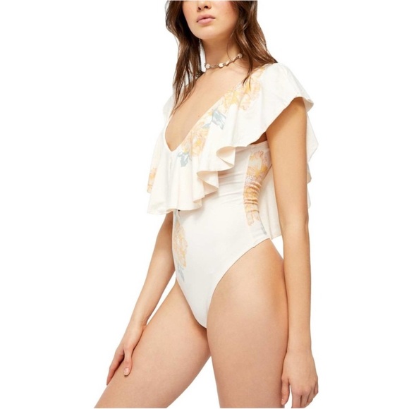 Free People Women’s Bodysuit w/Button Front & Ruffle Detail NWT, Large - Picture 4 of 16